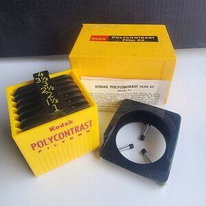 Vintage Kodak Polycontrast Filter Kit Model A w/ Filters & Holder Original Box